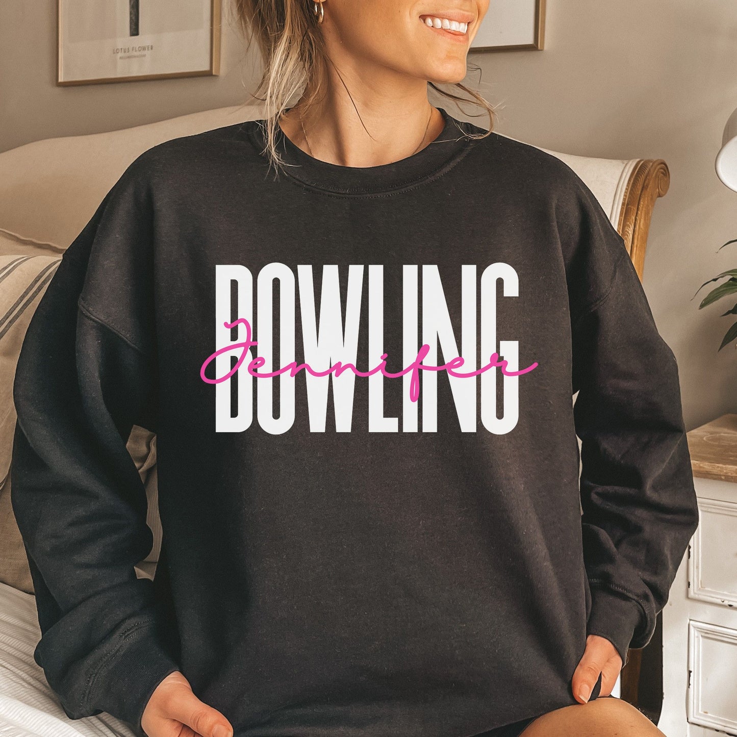 Personalized Bowling Unisex Sweatshirt Custom name Bowler Sand Black Dark Heather-Black-Family-Gift-Planet