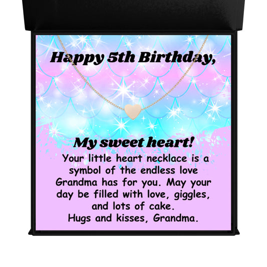 Happy 5th Birthday necklace for granddaughter - heart pendant BD gift from grandma-Texture Magnetic Box-Family-Gift-Planet