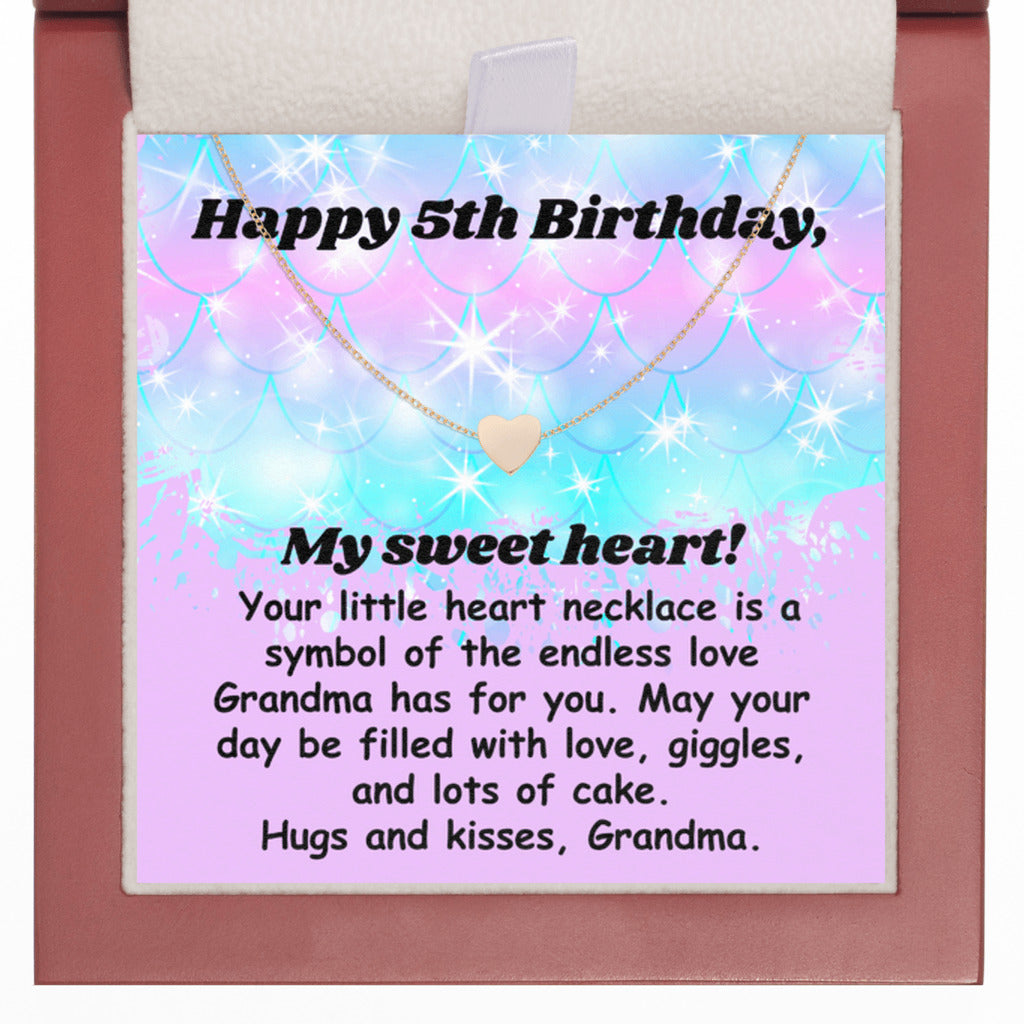 Happy 5th Birthday necklace for granddaughter - heart pendant BD gift from grandma-LED Box-Family-Gift-Planet