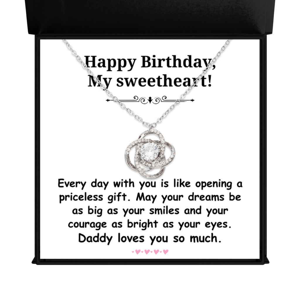 Birthday gift from father to daughter - Happy Birthday, My Sweetheart Love Knot Necklace-Texture Magnetic Box-Family-Gift-Planet