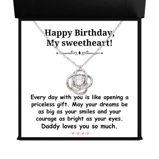 Birthday gift from father to daughter - Happy Birthday, My Sweetheart Love Knot Necklace-Texture Magnetic Box-Family-Gift-Planet