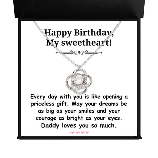 Birthday gift from father to daughter - Happy Birthday, My Sweetheart Love Knot Necklace-Texture Magnetic Box-Family-Gift-Planet
