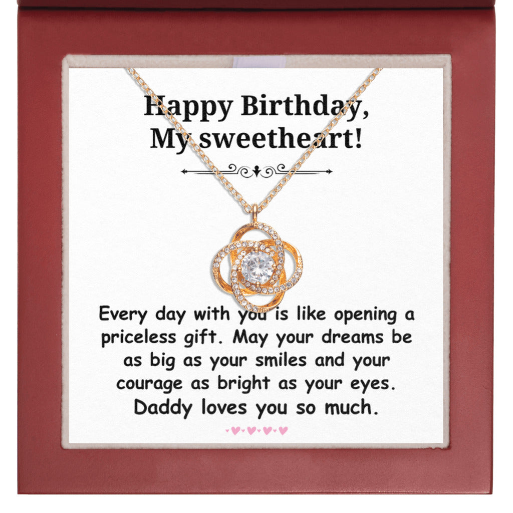 Birthday gift from father to daughter - Happy Birthday, My Sweetheart Love Knot Necklace-LED Box-Family-Gift-Planet