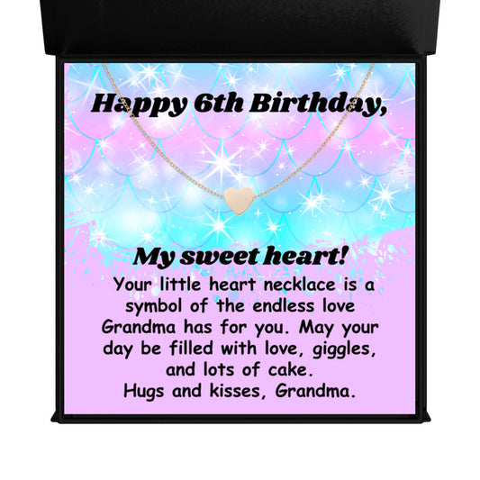 Happy 6th Birthday necklace for granddaughter - heart pendant BD gift from grandma-Texture Magnetic Box-Family-Gift-Planet