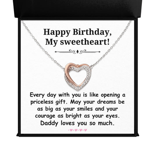 Birthday gift from father to daughter - Happy Birthday, My Sweetheart Interlocking Hearts Necklace-Texture Magnetic Box-Family-Gift-Planet