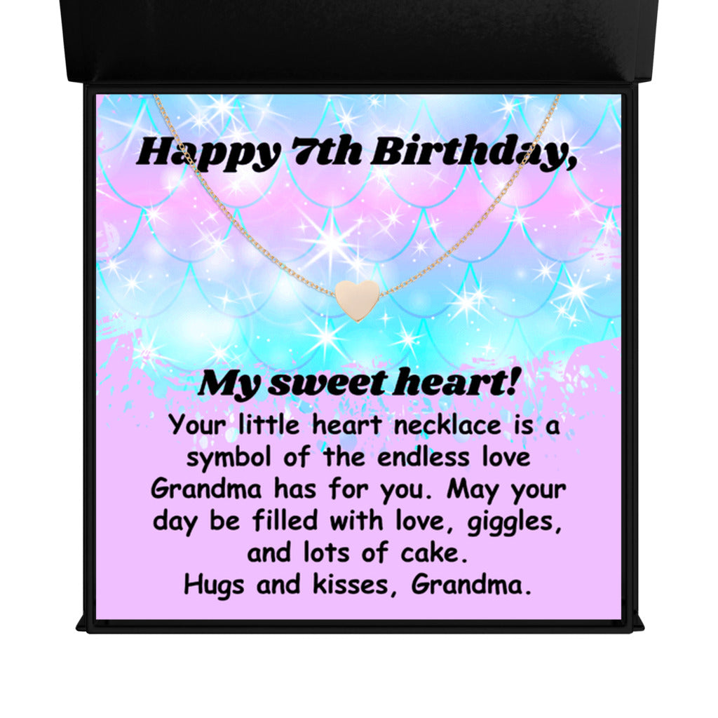 Happy 7th Birthday necklace for granddaughter - heart pendant BD gift from grandma-Texture Magnetic Box-Family-Gift-Planet