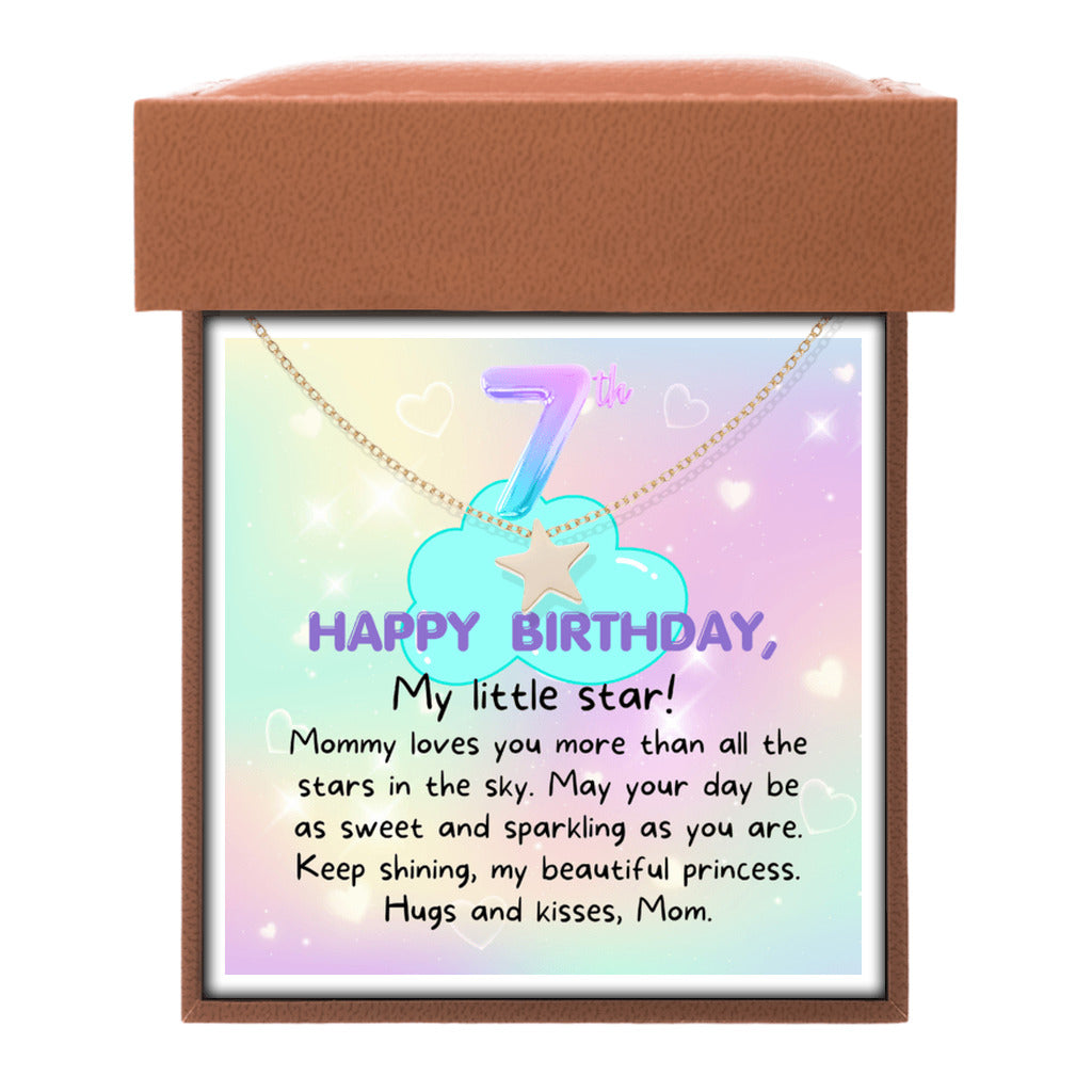 7 year old girl birthday gift from mom - Happy 7th Birthday Star Necklace for daughter from mother-Family-Gift-Planet