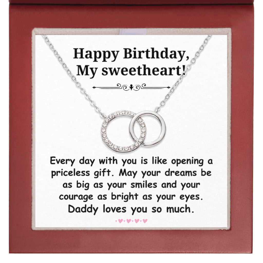 Birthday gift from father to daughter - Happy Birthday, My Sweetheart Interlocking Circles Necklace-LED Box-Family-Gift-Planet