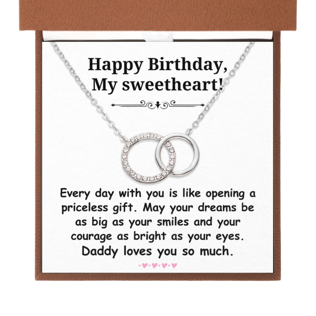 Birthday gift from father to daughter - Happy Birthday, My Sweetheart Interlocking Circles Necklace-Brown Leather Box-Family-Gift-Planet