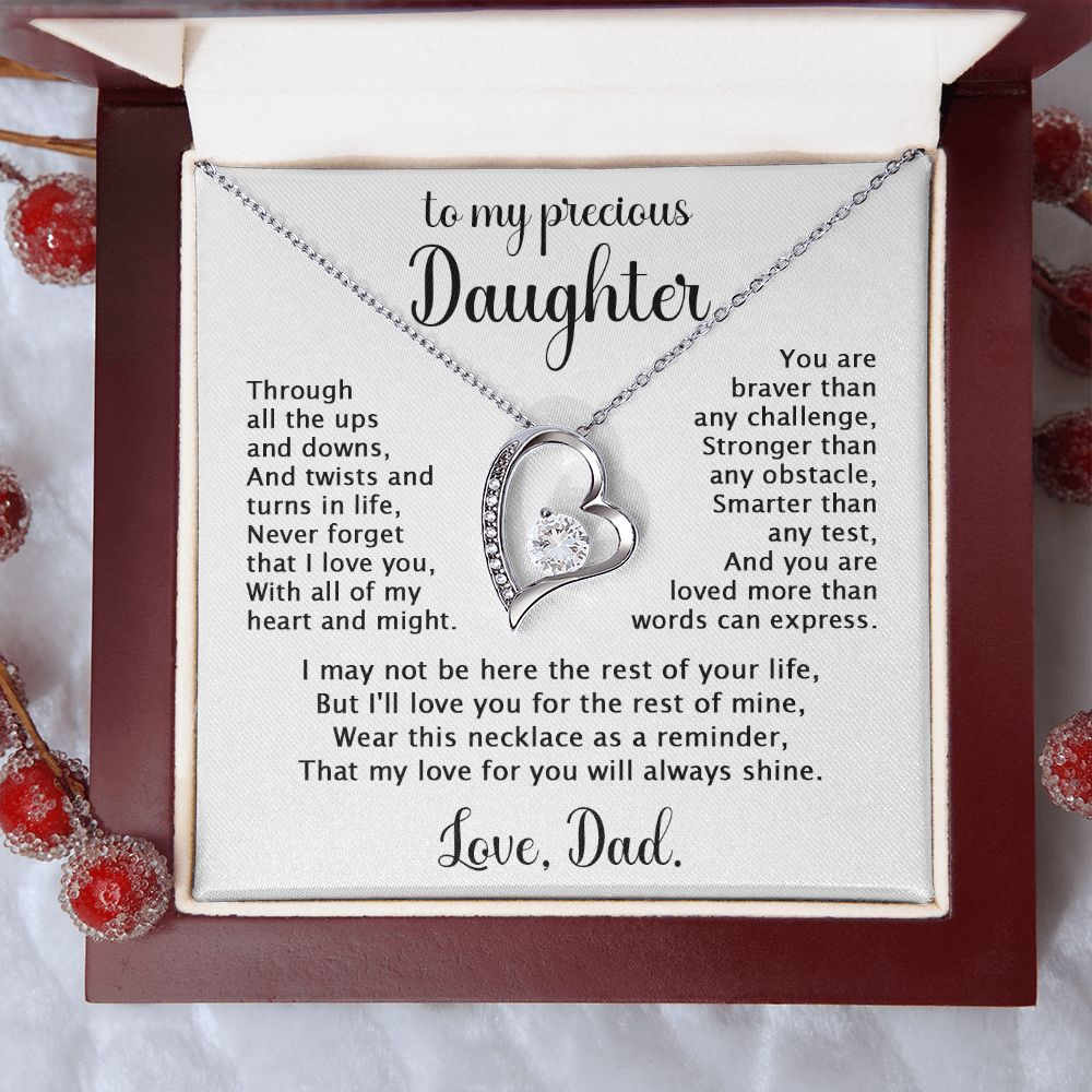 To Daughter from Dad - Through all the ups and downs-14k White Gold Finish-Family-Gift-Planet