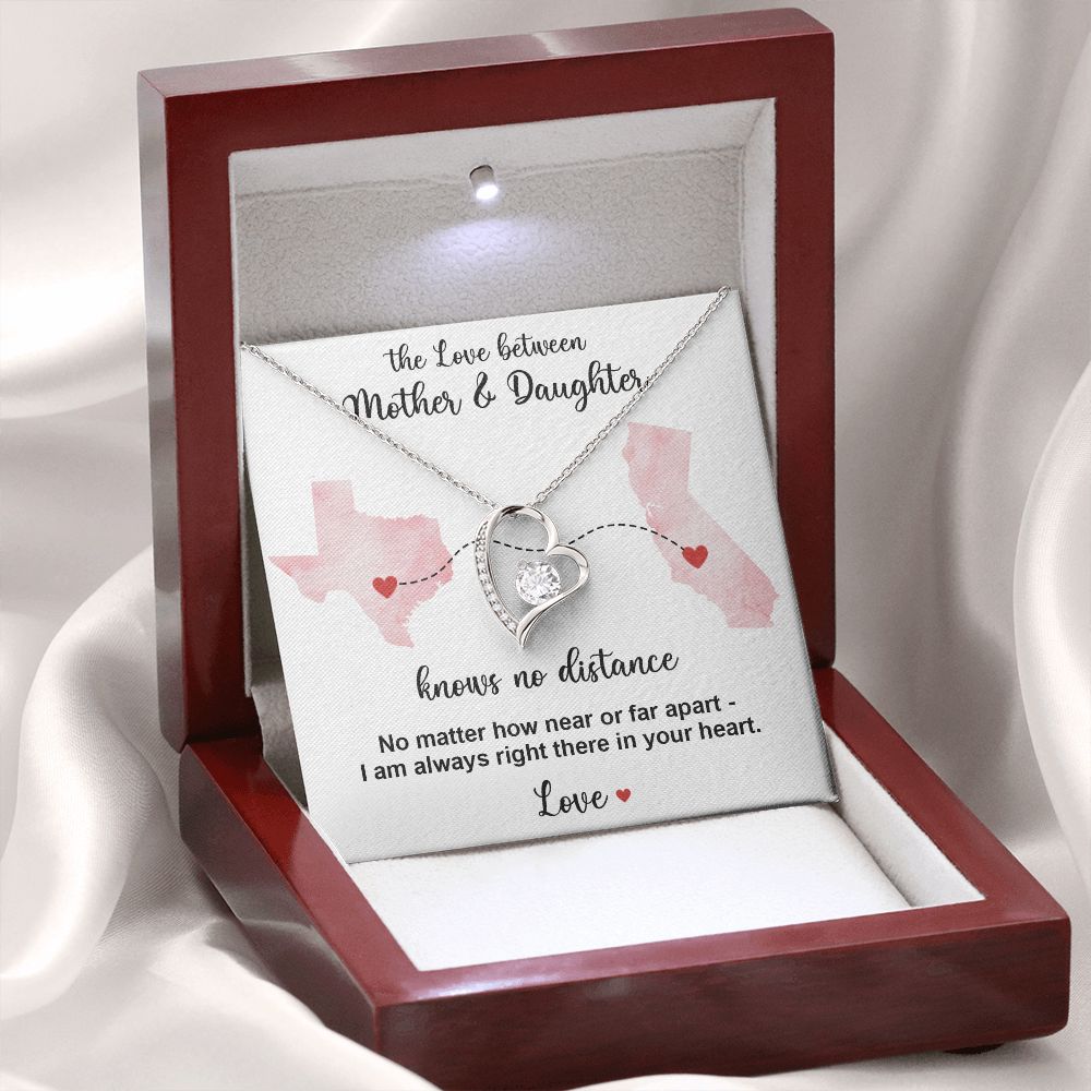 The Love between Mother and Daughter knows no distance-14k White Gold Finish-Family-Gift-Planet