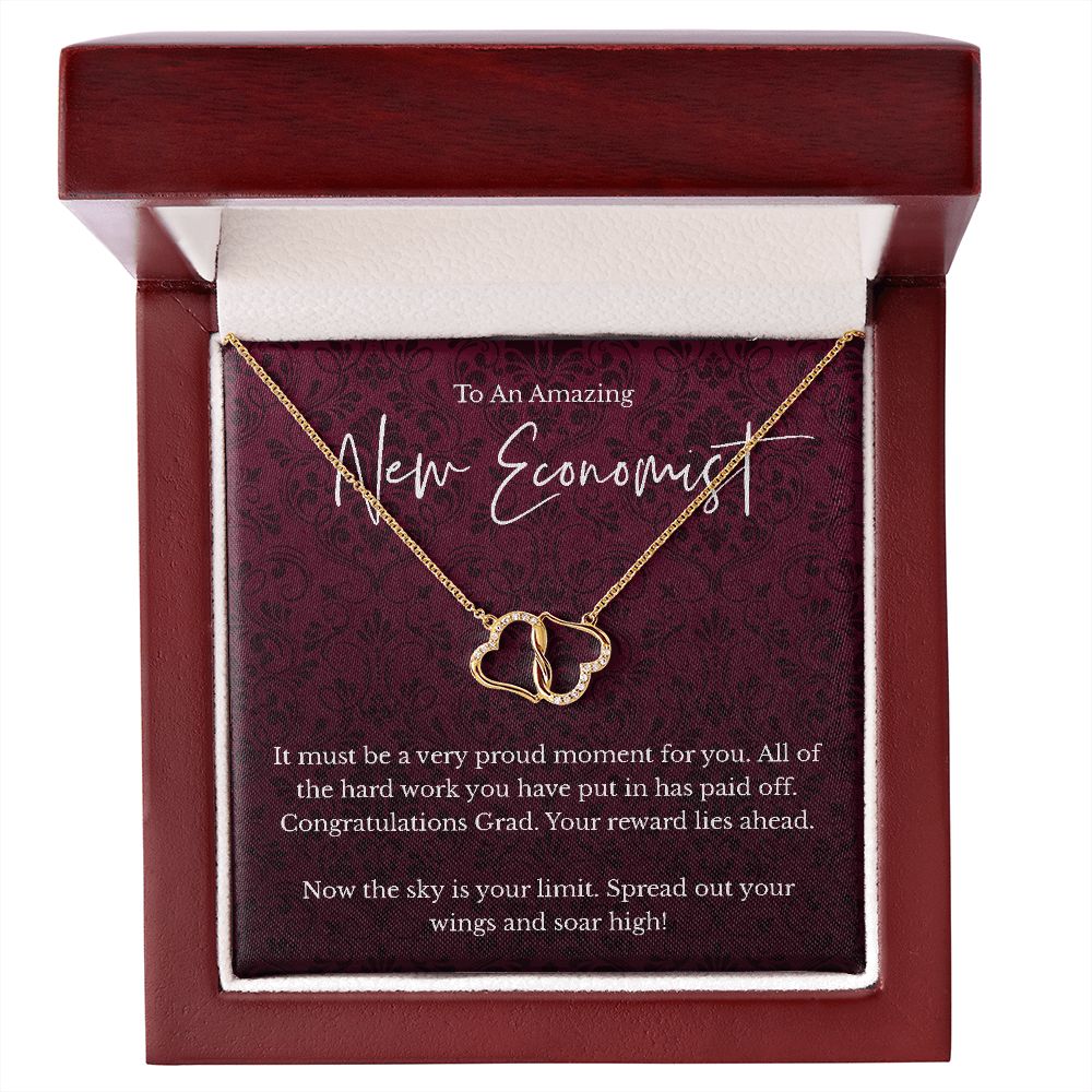 Economist graduation gift - 10K Gold Everlasting Love necklace - Congratulations Grad-Family-Gift-Planet