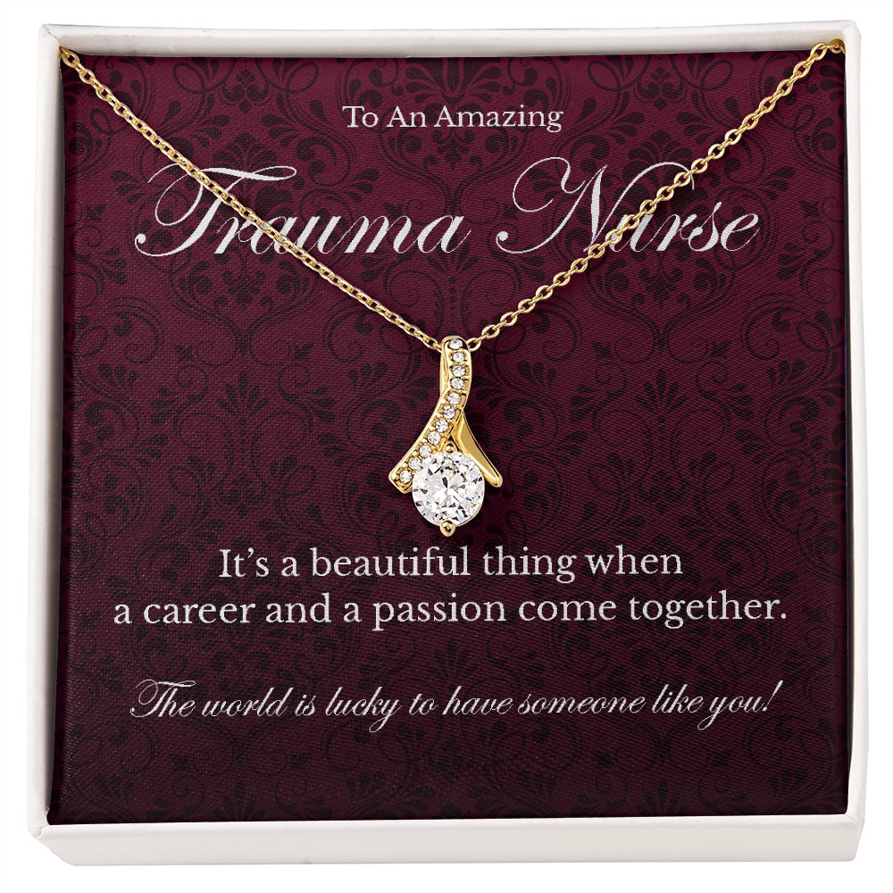 Trauma Nurse appreciation Alluring Beauty pendant necklace gift-18K Yellow Gold Finish-Family-Gift-Planet