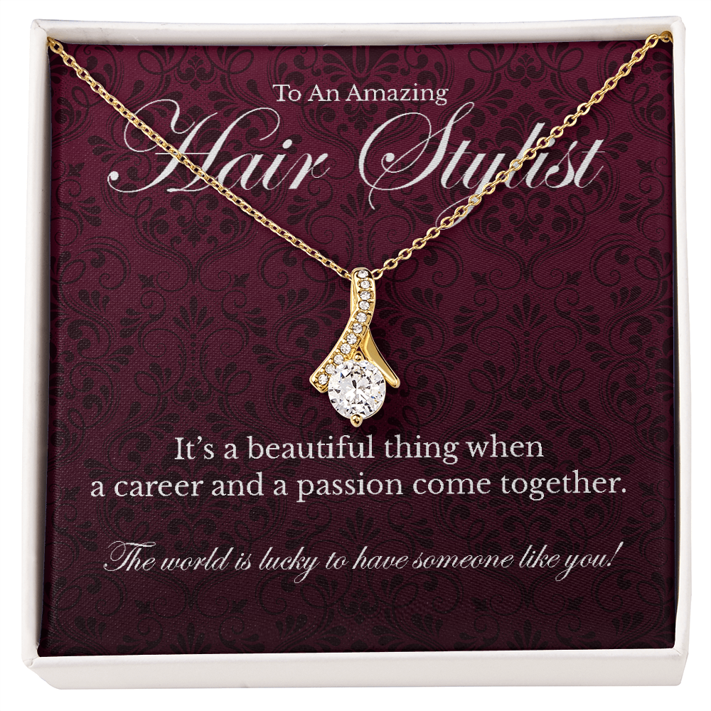 Hair Stylist appreciation Alluring Beauty pendant necklace gift-18K Yellow Gold Finish-Family-Gift-Planet