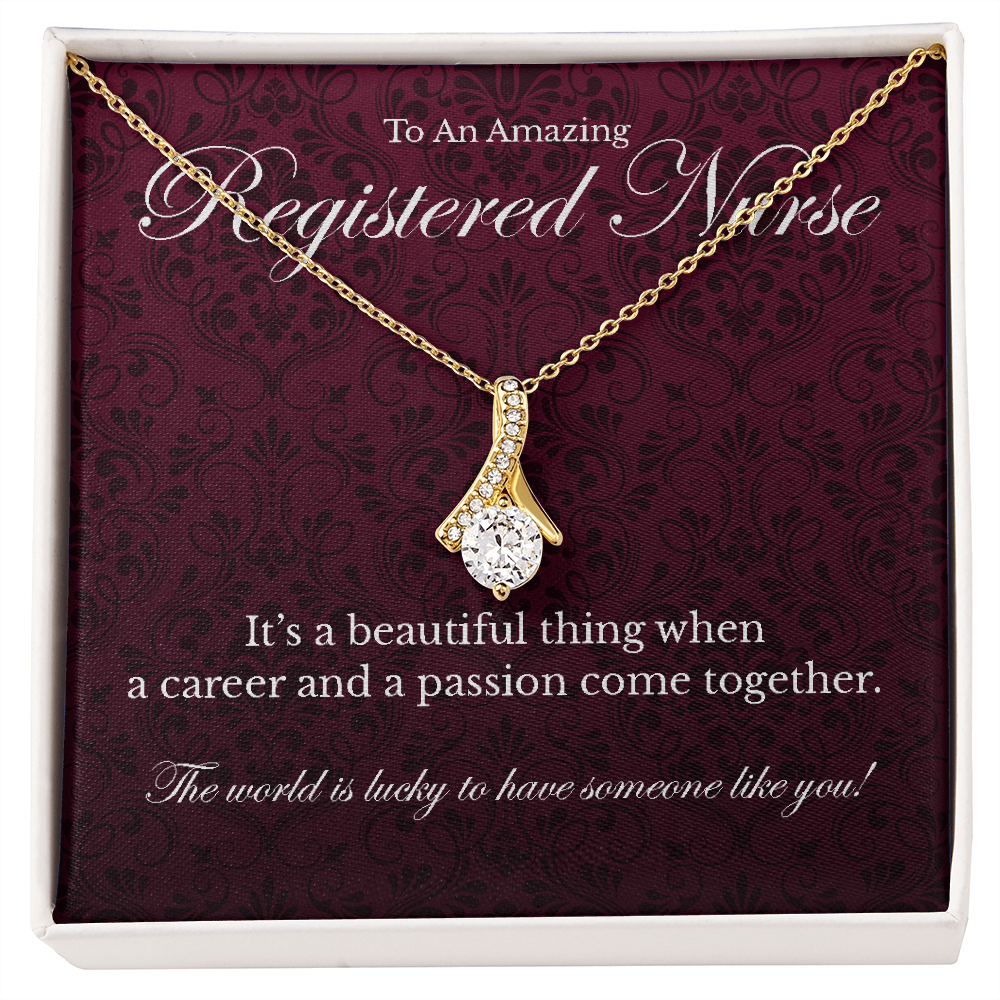 Registered Nurse appreciation Alluring Beauty pendant necklace gift-18K Yellow Gold Finish-Family-Gift-Planet