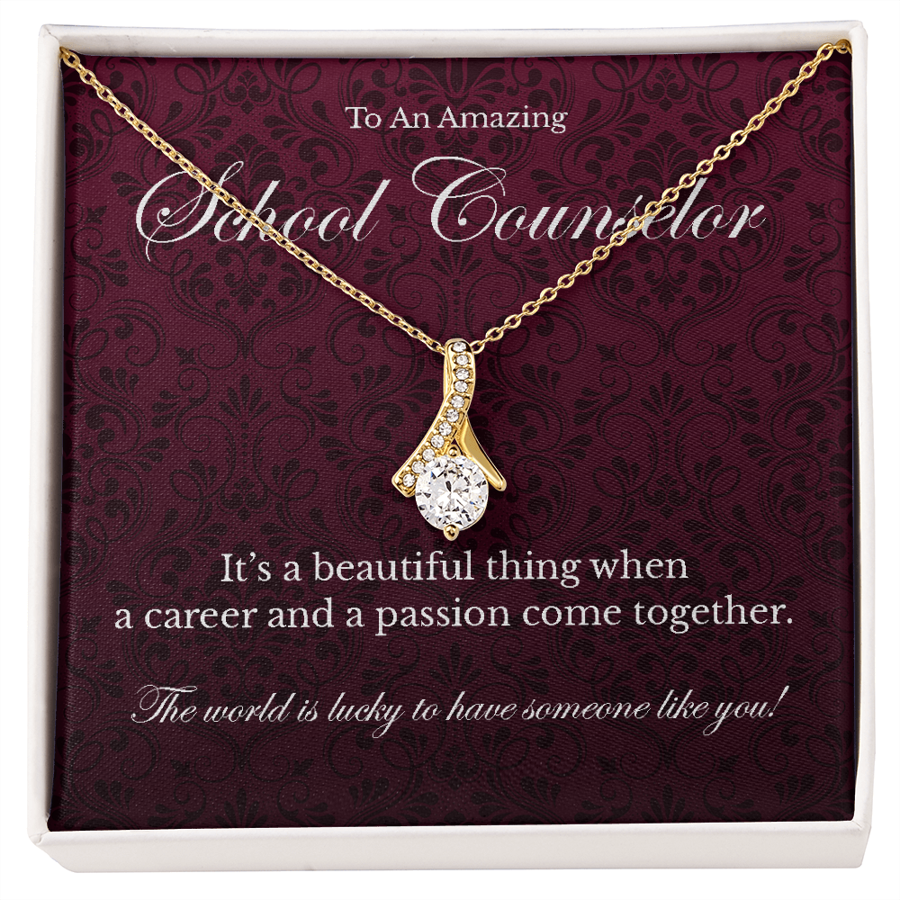 School Counselor appreciation Alluring Beauty pendant necklace gift-18K Yellow Gold Finish-Family-Gift-Planet