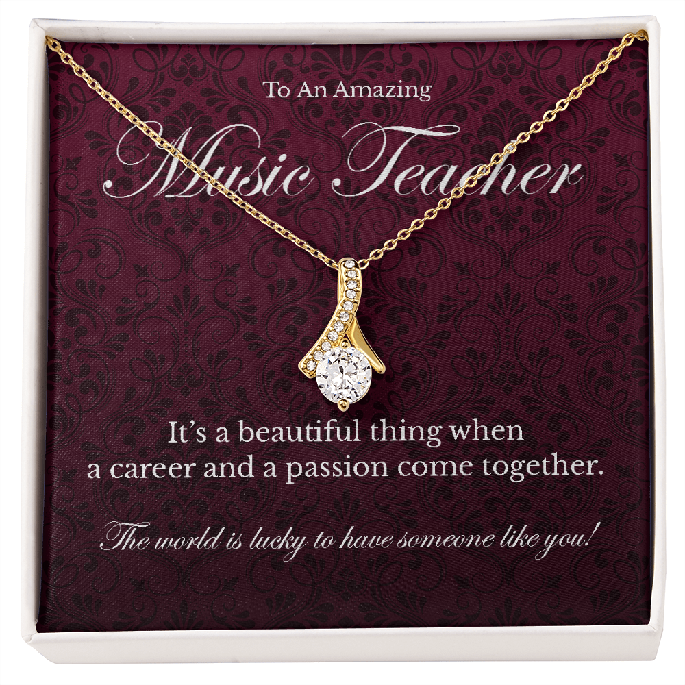 Music Teacher appreciation Alluring Beauty pendant necklace gift-18K Yellow Gold Finish-Family-Gift-Planet