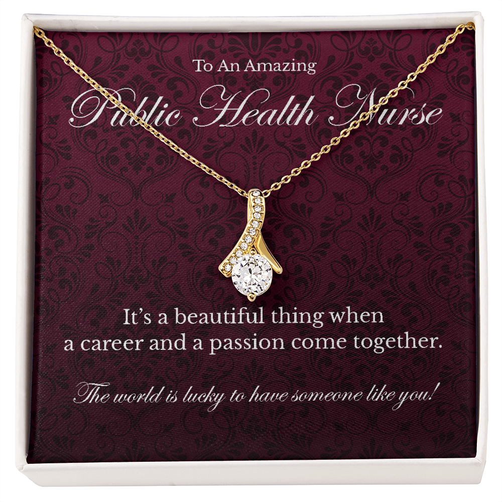 Public Health Nurse appreciation Alluring Beauty pendant necklace gift-18K Yellow Gold Finish-Family-Gift-Planet