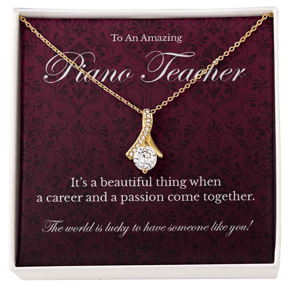 Piano Teacher appreciation Alluring Beauty pendant necklace gift-18K Yellow Gold Finish-Family-Gift-Planet