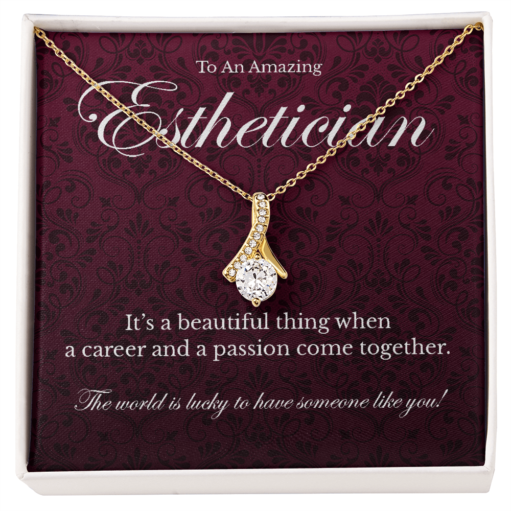 Esthetician appreciation Alluring Beauty pendant necklace gift-18K Yellow Gold Finish-Family-Gift-Planet