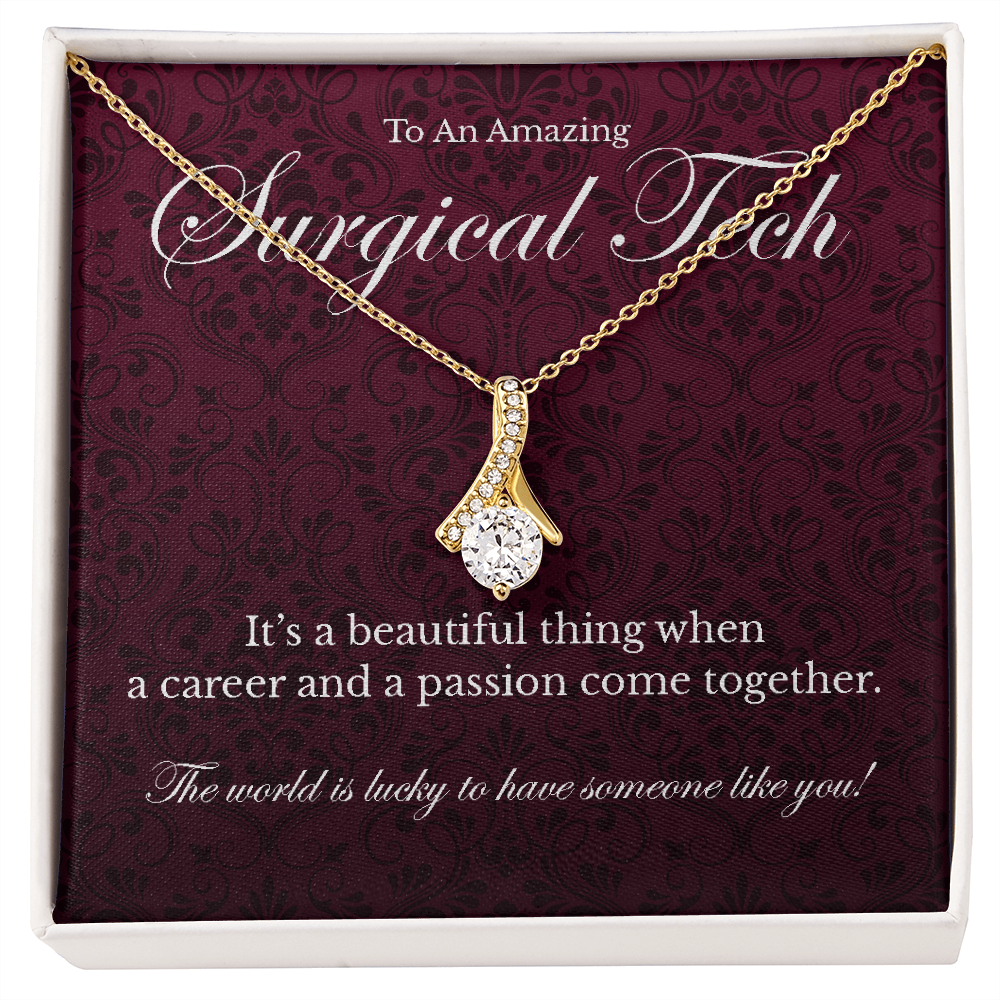 Surgical Tech appreciation Alluring Beauty pendant necklace gift-18K Yellow Gold Finish-Family-Gift-Planet