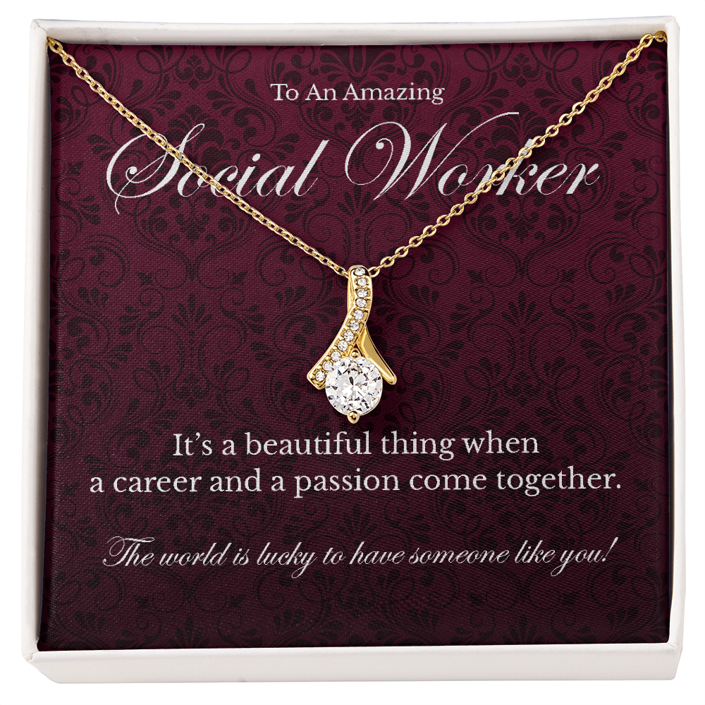 Social Worker appreciation Alluring Beauty pendant necklace gift-18K Yellow Gold Finish-Family-Gift-Planet