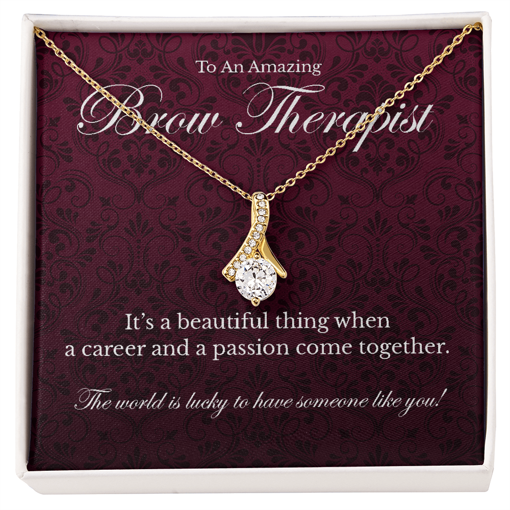 Brow Therapist appreciation Alluring Beauty pendant necklace gift-18K Yellow Gold Finish-Family-Gift-Planet