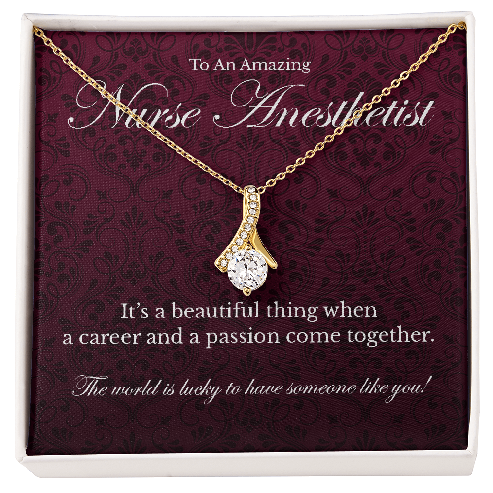 Nurse Anesthetist appreciation Alluring Beauty pendant necklace gift-18K Yellow Gold Finish-Family-Gift-Planet