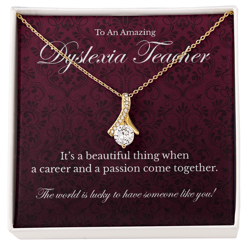Dyslexia Teacher appreciation Alluring Beauty pendant necklace gift-18K Yellow Gold Finish-Family-Gift-Planet