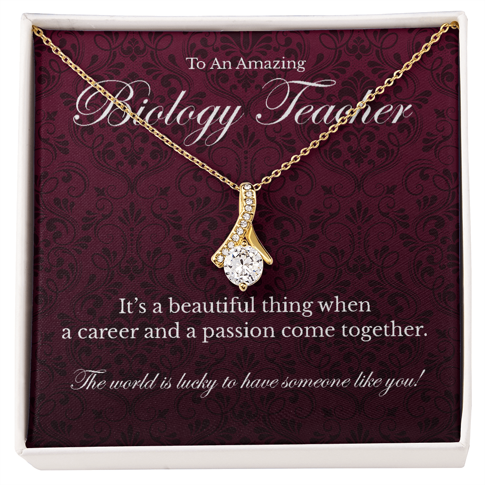 Biology Teacher appreciation Alluring Beauty pendant necklace gift-18K Yellow Gold Finish-Family-Gift-Planet