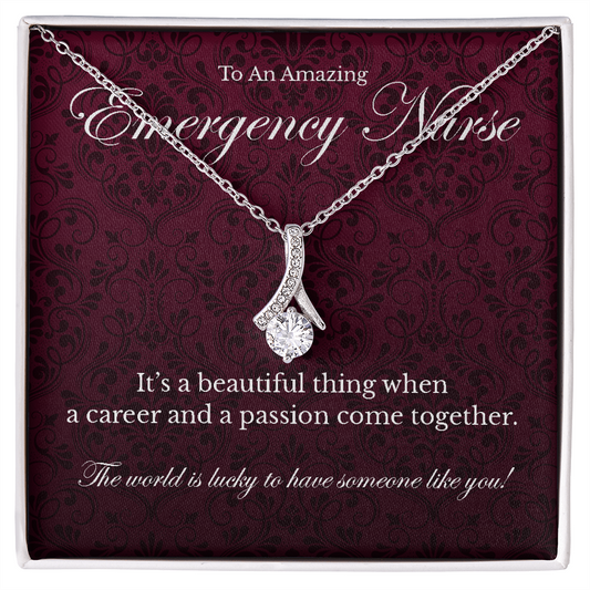 Emergency Nurse appreciation Alluring Beauty pendant necklace gift-14K White Gold Finish-Family-Gift-Planet