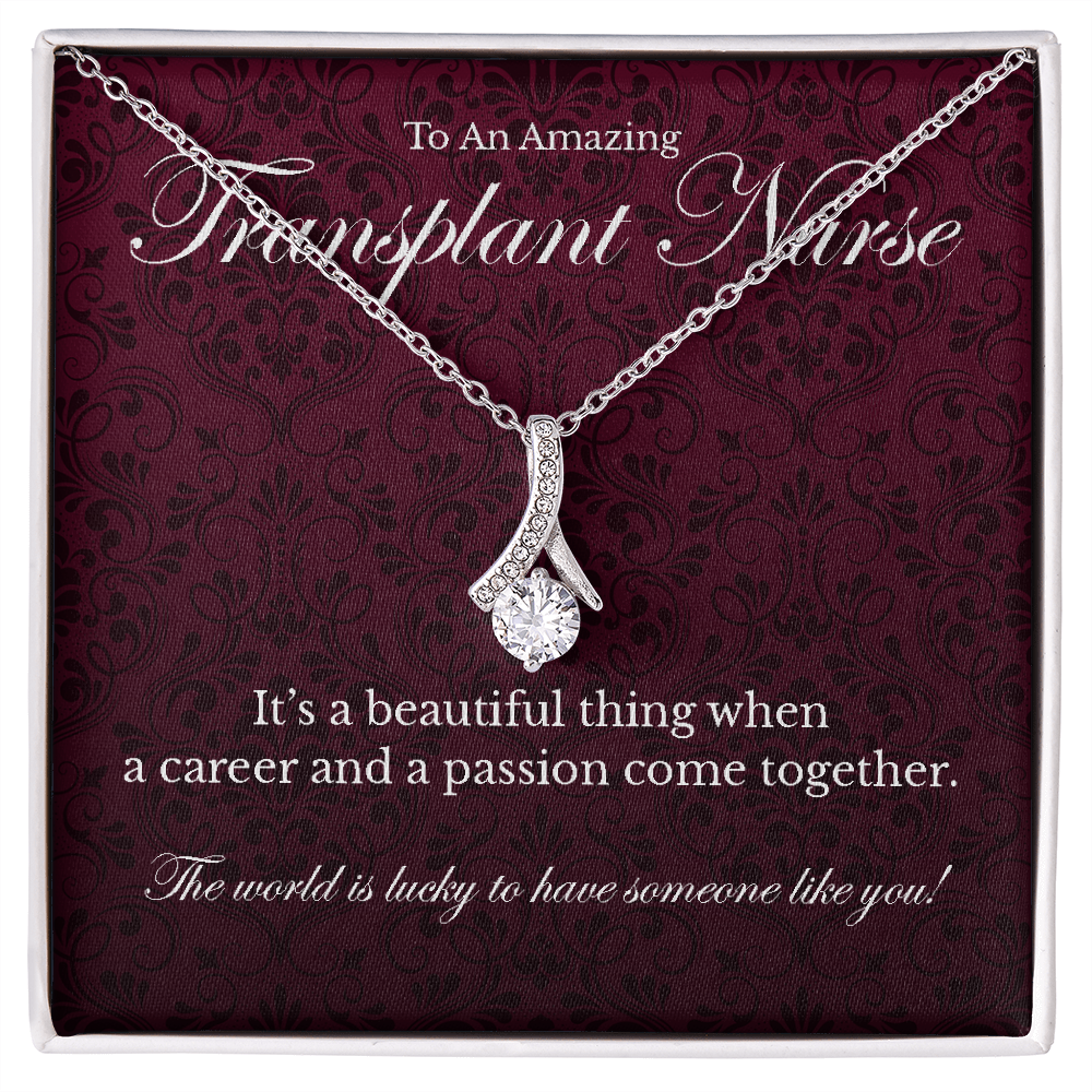 Transplant Nurse appreciation Alluring Beauty pendant necklace gift-14K White Gold Finish-Family-Gift-Planet