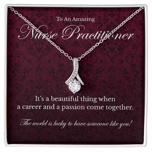 Nurse Practitioner appreciation Alluring Beauty pendant necklace gift-14K White Gold Finish-Family-Gift-Planet