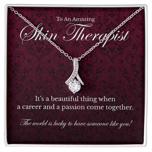 Skin Therapist appreciation Alluring Beauty pendant necklace gift-14K White Gold Finish-Family-Gift-Planet