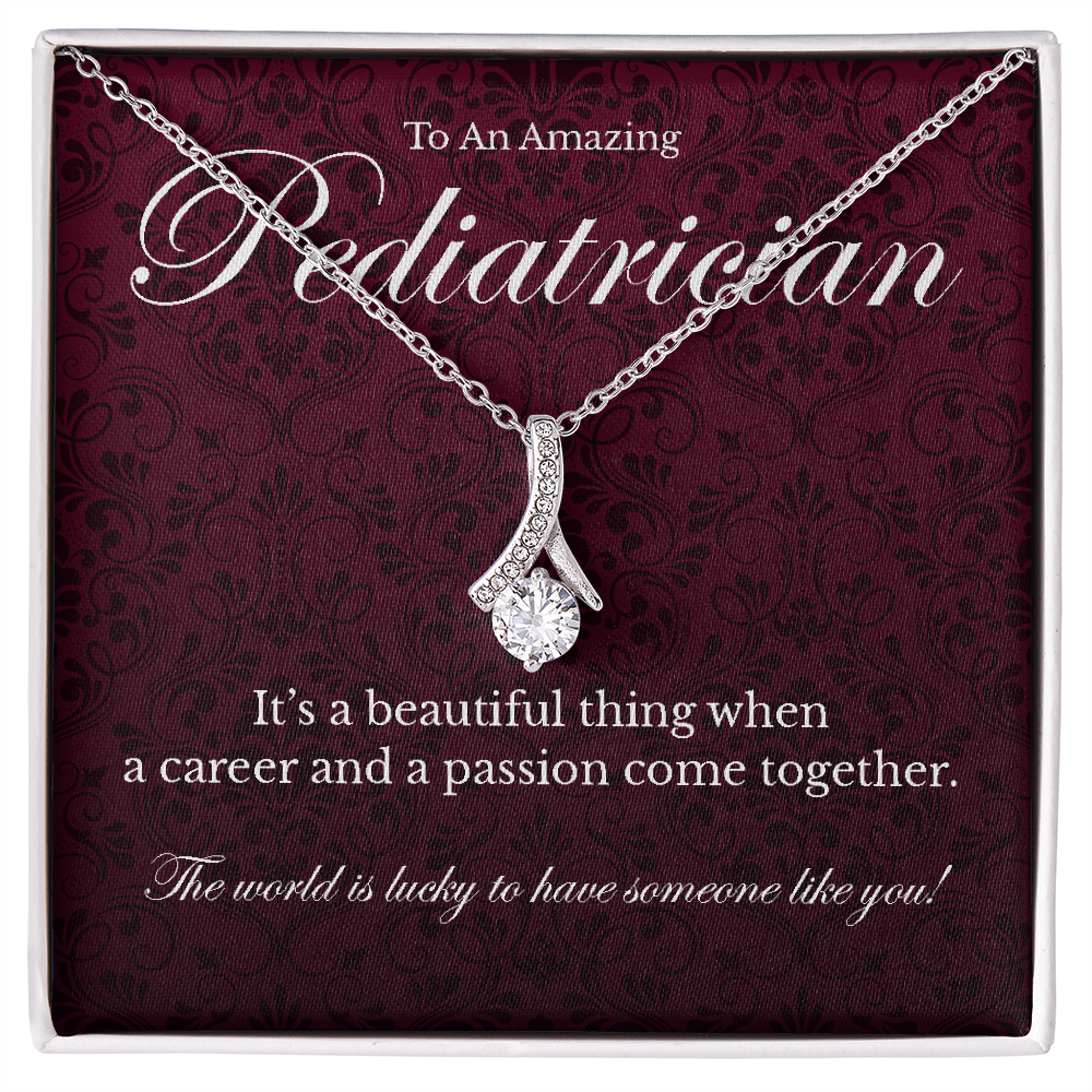 Pediatrician appreciation Alluring Beauty pendant necklace gift-14K White Gold Finish-Family-Gift-Planet