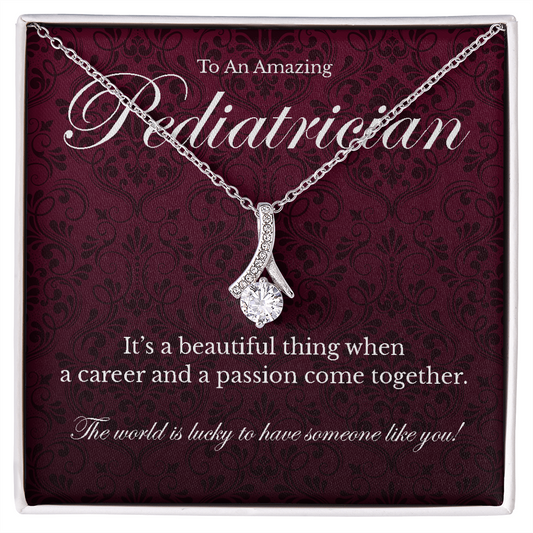 Pediatrician appreciation Alluring Beauty pendant necklace gift-14K White Gold Finish-Family-Gift-Planet