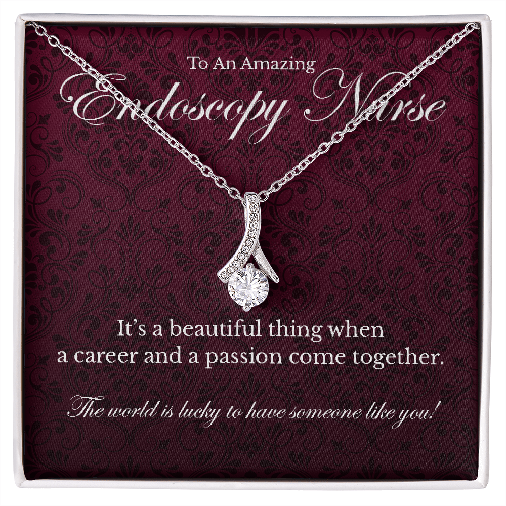 Endoscopy Nurse appreciation Alluring Beauty pendant necklace gift-14K White Gold Finish-Family-Gift-Planet