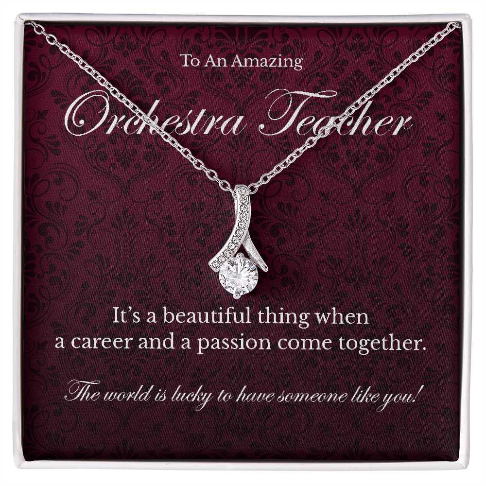 Orchestra Teacher appreciation Alluring Beauty pendant necklace gift-14K White Gold Finish-Family-Gift-Planet
