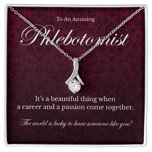 Phlebotomist appreciation Alluring Beauty pendant necklace gift-14K White Gold Finish-Family-Gift-Planet