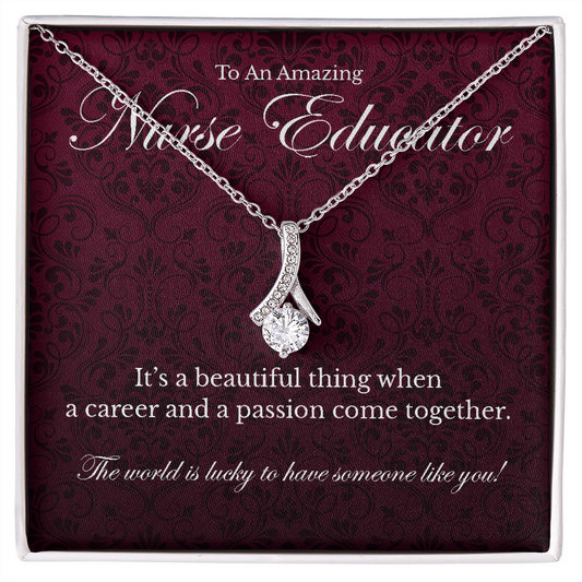 Nurse Educator appreciation Alluring Beauty pendant necklace gift-14K White Gold Finish-Family-Gift-Planet