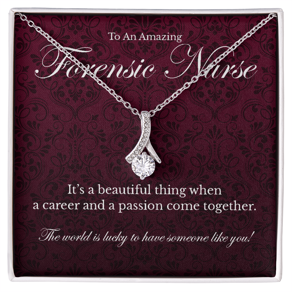 Forensic Nurse appreciation Alluring Beauty pendant necklace gift-14K White Gold Finish-Family-Gift-Planet