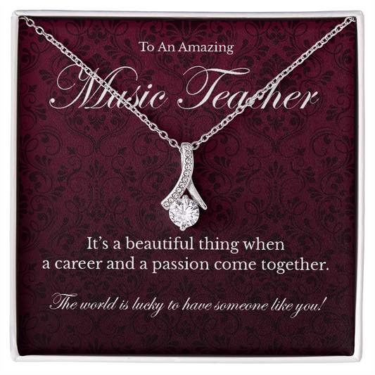 Music Teacher appreciation Alluring Beauty pendant necklace gift-14K White Gold Finish-Family-Gift-Planet