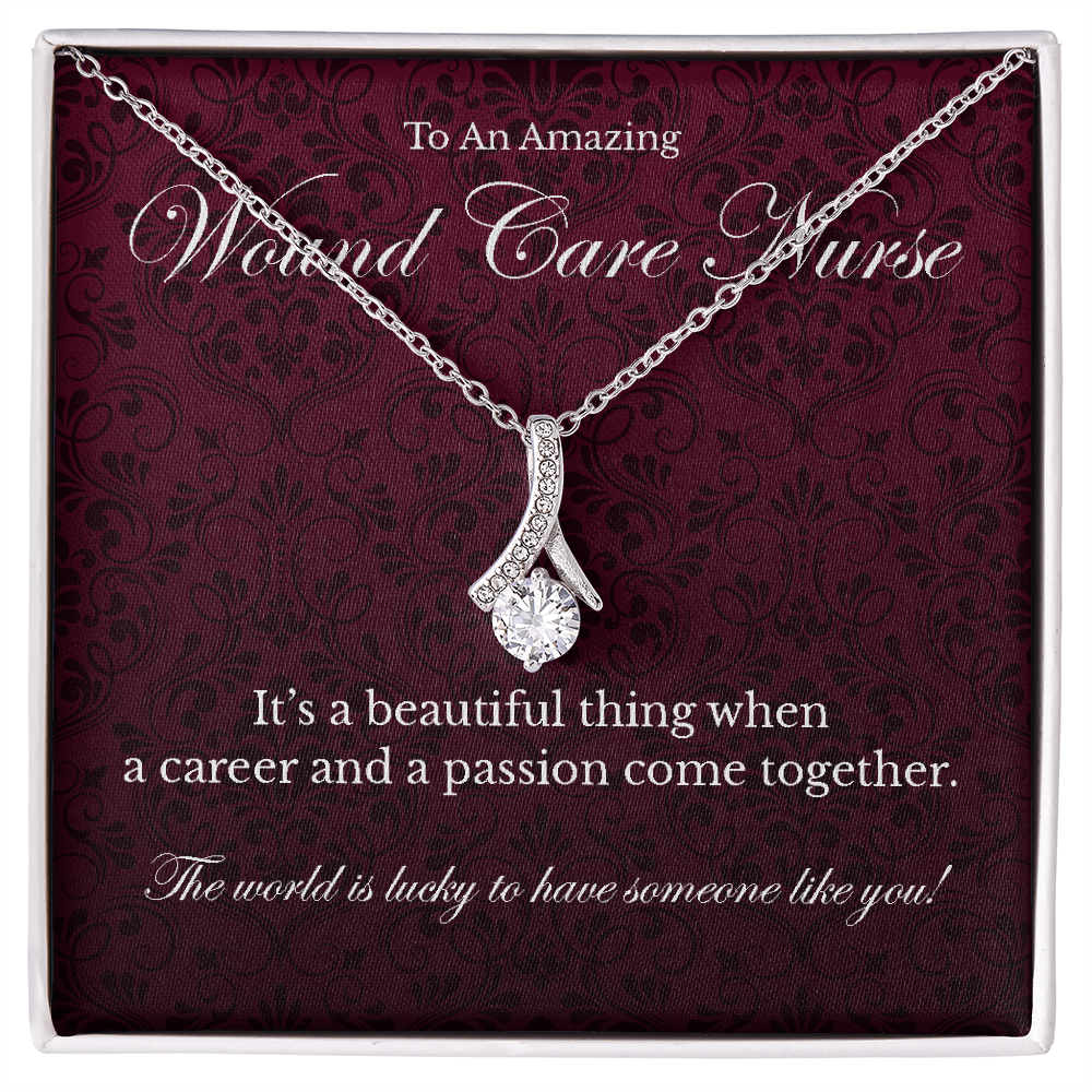 Wound Care Nurse appreciation Alluring Beauty pendant necklace gift-14K White Gold Finish-Family-Gift-Planet