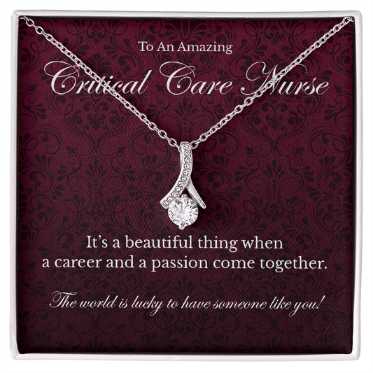 Critical Care Nurse appreciation Alluring Beauty pendant necklace gift-14K White Gold Finish-Family-Gift-Planet