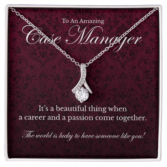 case manager appreciation Alluring Beauty pendant necklace gift-14K White Gold Finish-Family-Gift-Planet