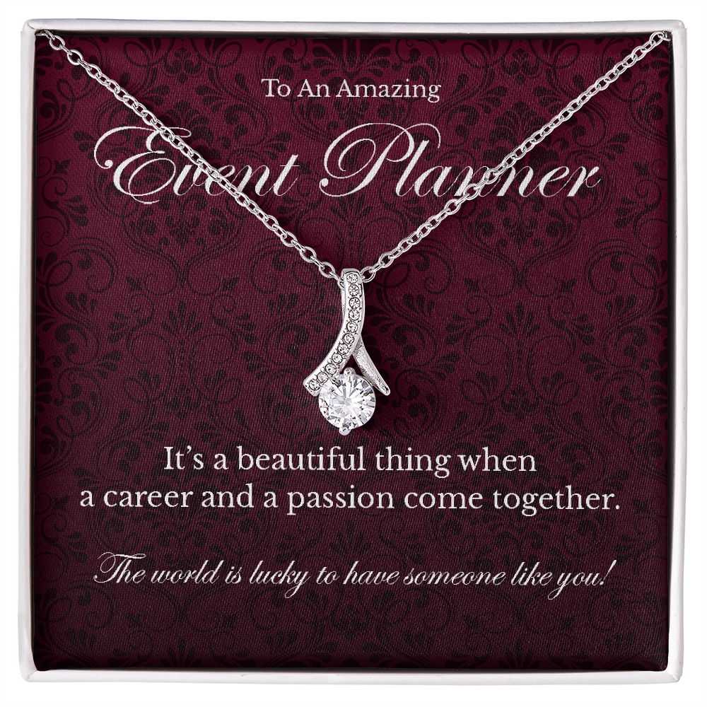 Event Planner appreciation Alluring Beauty pendant necklace gift-14K White Gold Finish-Family-Gift-Planet