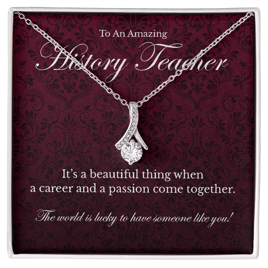 History Teacher appreciation Alluring Beauty pendant necklace gift-14K White Gold Finish-Family-Gift-Planet