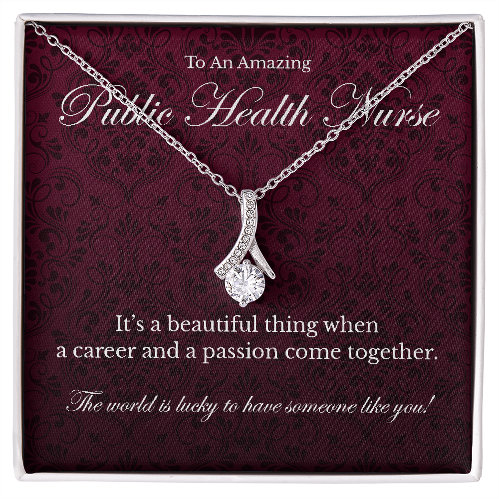 Public Health Nurse appreciation Alluring Beauty pendant necklace gift-14K White Gold Finish-Family-Gift-Planet