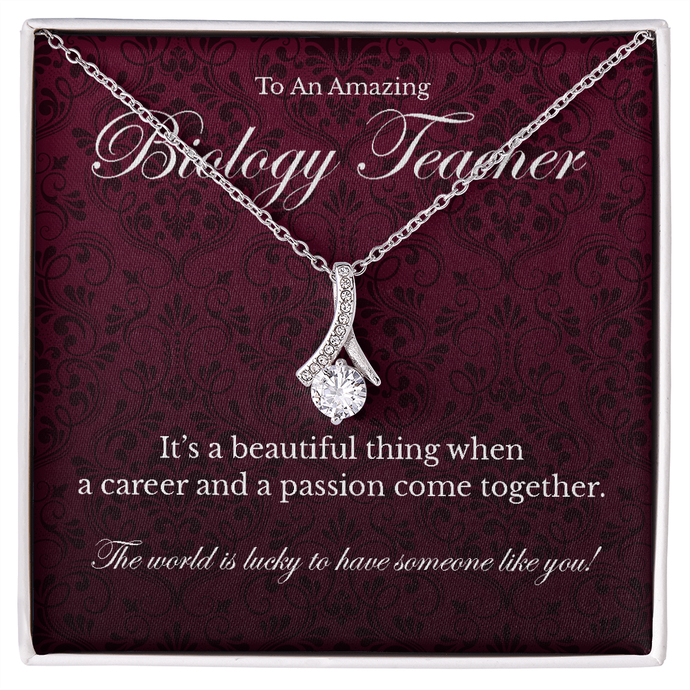 Biology Teacher appreciation Alluring Beauty pendant necklace gift-14K White Gold Finish-Family-Gift-Planet