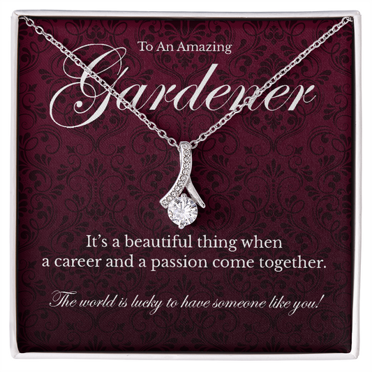 Gardener appreciation Alluring Beauty pendant necklace gift-14K White Gold Finish-Family-Gift-Planet